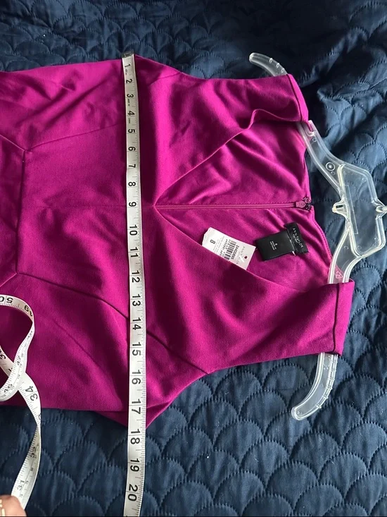 Ann Taylor Factory Magenta Sleeveless V-Neck Midi Dress - Picture 6 of 7